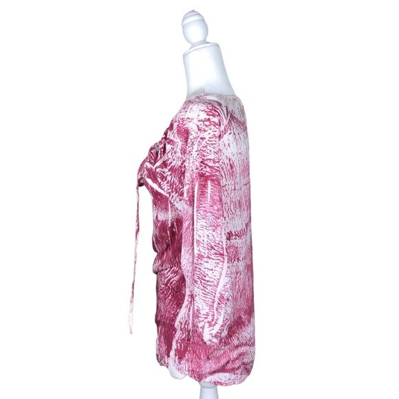 BETRO SIMONE Red Splatter Blouse Tunic Abstract Boho Knit - Picture 2 of 6